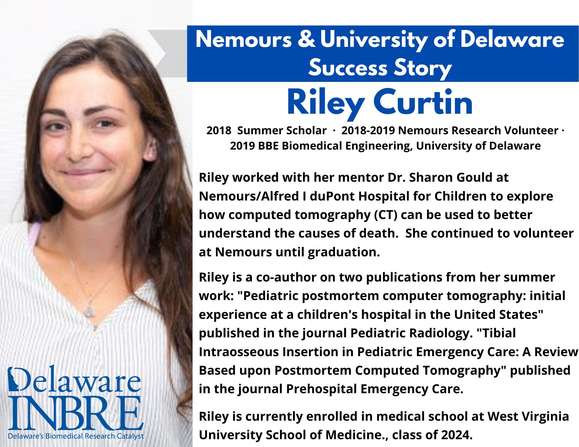 Portrait of DELAWARE: INBRE Summer Scholar co-authors two publications