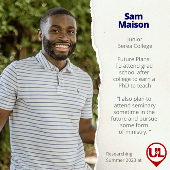 Portrait of KENTUCKY: Meet INBRE's student Sam Maison!